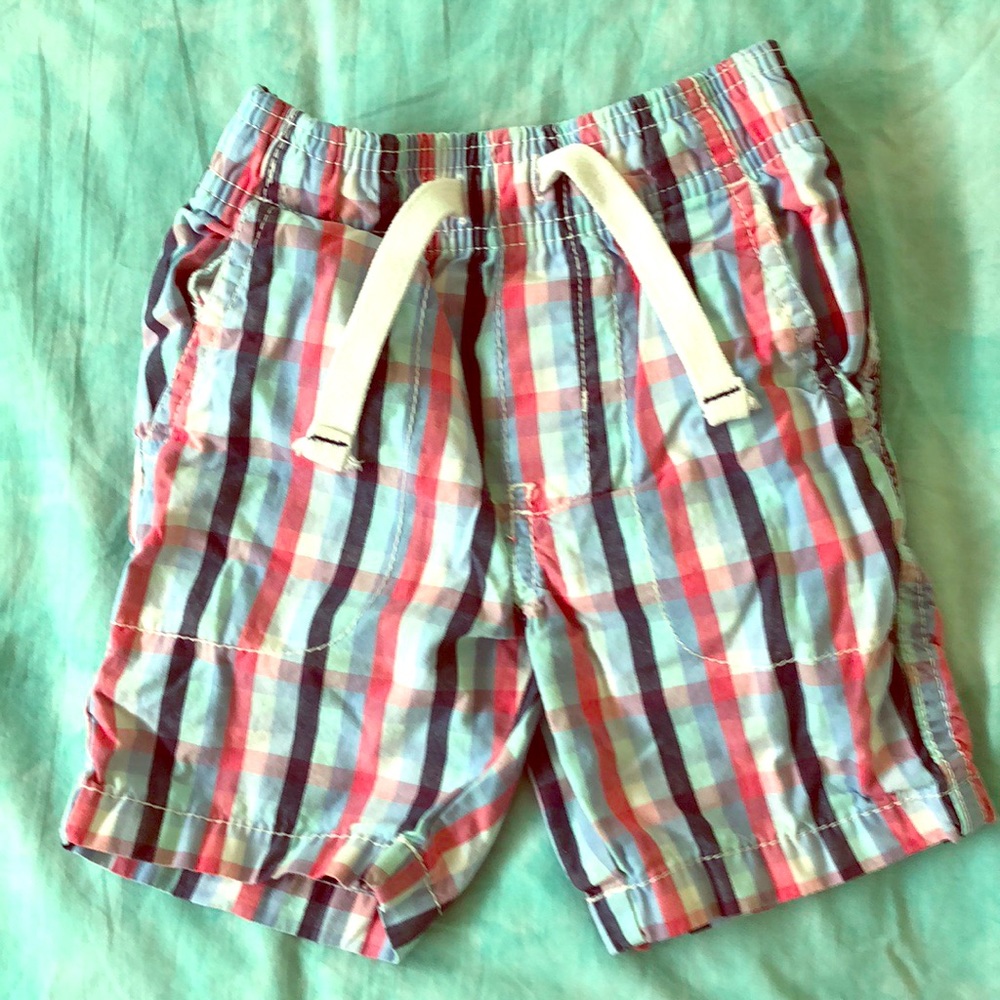Carter’s Boys Plaid Shorts Pink Blue White size 2T